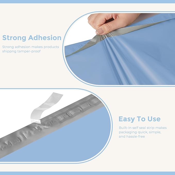 Metronic Poly Mailers 14.5x19 400pcs, Large Shipping Bags for Clothes Bulk, Self-Seal Mailers Poly Bags Shipping Envelopes for Small Business, Waterproof Packaging Mailing Bags, Light Blue