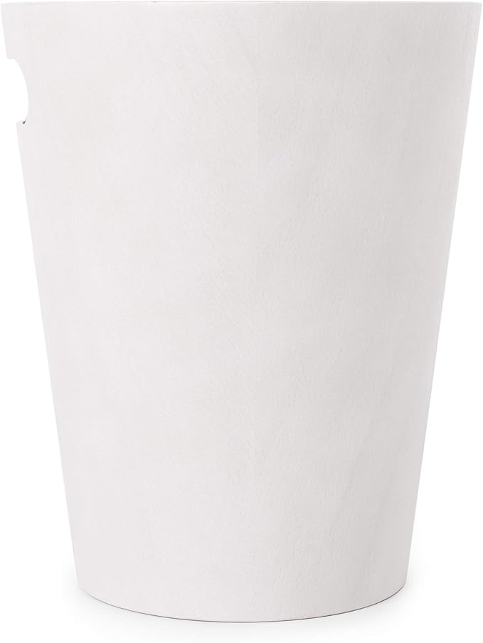 Umbra Woodrow, 2 Gallon Modern Wooden Trash Can Wastebasket or Recycling Bin for Home or Office, White