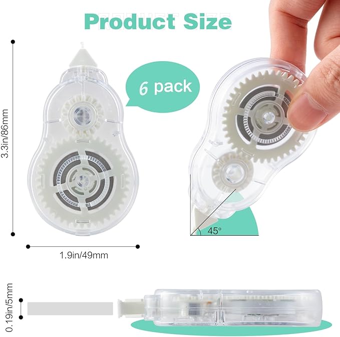 M&G 6 Pack Correction Tape Set, Total 72M/236FT Correction Tape Clear Writing with No Drying Time for Office School Supplies Student 1/5 Inch X 39.37 Ft/Pack