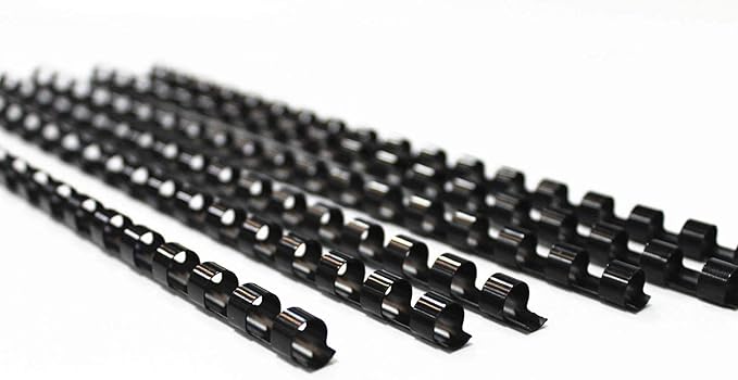 HOUYEE 1/2 Inch Plastic Binding Comb 19 Ring, 90 Sheet Capacity, Letter Size Black Comb Binding Spines (200 Pack)