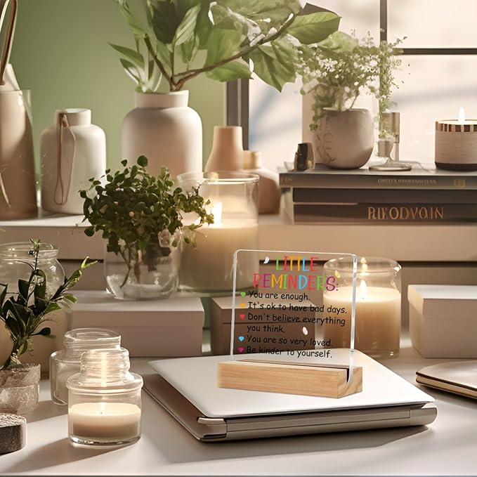 Inspirational Gifts Acrylic Sign with Wood Stand, Employee Appreciation Gifts Bedroom Office Living Room Desk Cubicle Table Shelf Decor, Encouragement Gifts for Women Coworker Friends Mom