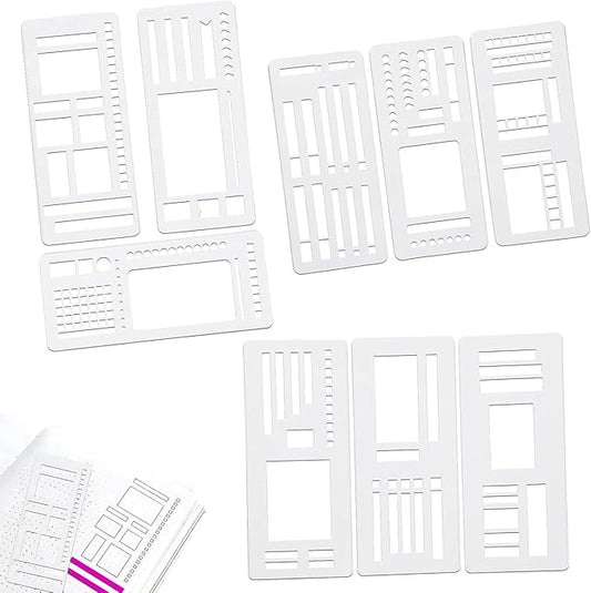 9PCS Handmade Flexible Record Template, Reusable Planner Stencils for Journaling, Calendar, Checklists, Scrapbooking & DIY Craft Supplies ﻿