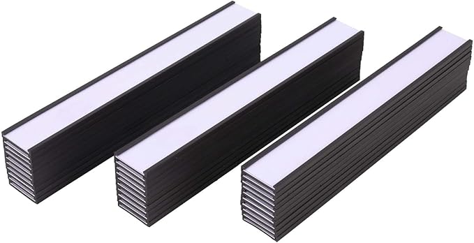 Eeoyu Magnetic Label Holders with Magnets Magnetic Data Card Holders with Clear Plastic Protectors for Metal Shelf, Whiteboard, Set of 50 (1 x 8 Inch)