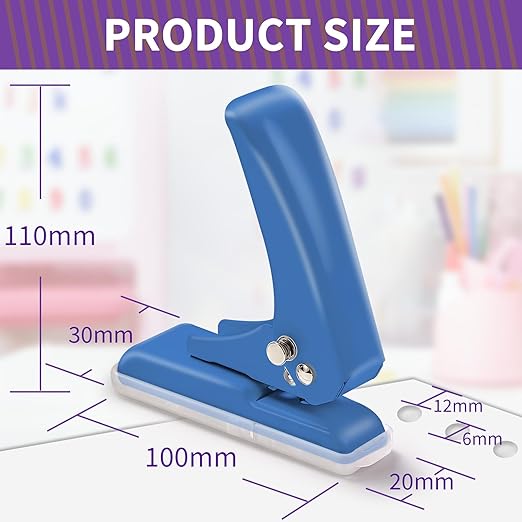 Single Hole Punch, 40 Sheets Punch Capacity, Kaluofan Hole Puncher Single, Small Hole Punch with Non-Slip Removable Base, One Hole Puncher for Crafts, Scrapbooks, Paper, Chipboard (Bule)