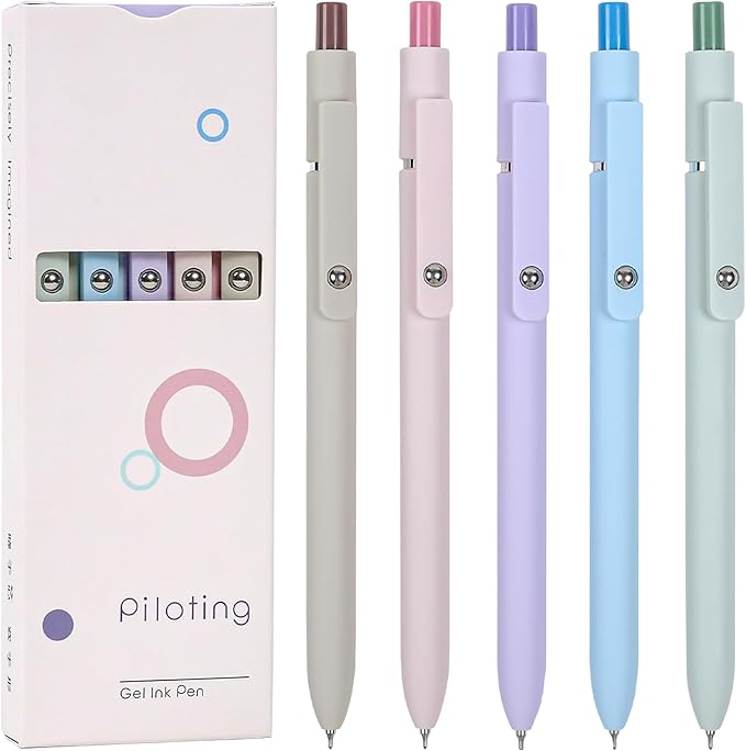 Gel Pens, 5Pcs 0.5mm Fine Point Pens With Smooth Wirting,Quick Dry Aesthetic Pens For Journaling, Ballpoint for Office School Supplies,Gifts for Women Men Student(Sugar)