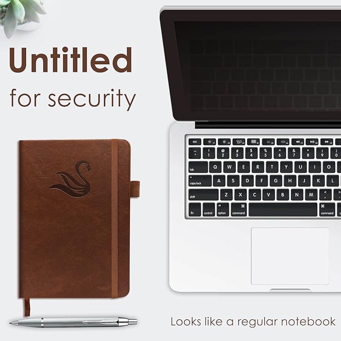 Elegant Password Book with Alphabetical Tabs - Hardcover Password Book for Internet Website Address Login - 5.2" x 7.6" Password Keeper and Organizer w/Notes Section & Back Pocket(Brown)