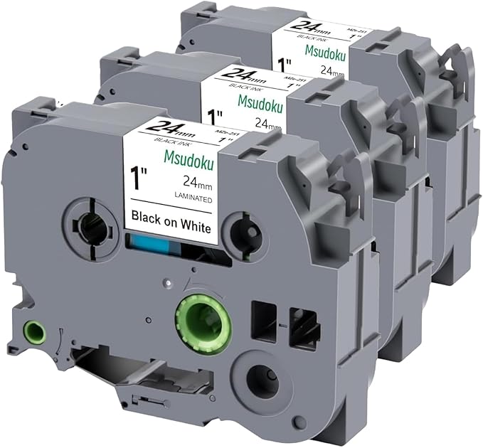 Tz 251 Tze 251 1 Inch 24mm Laminated White Compatible with Brother P Touch Label Maker Tape TZe251 TZe-251 Label Tape for PT-D600 PT-P710BT PT-P700, Black on White, 1 Inch x 26.2 Feet, 3 Pack