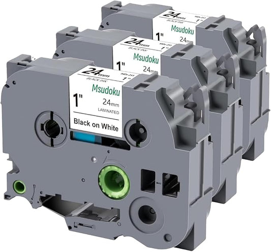 Tz 251 Tze 251 1 Inch 24mm Laminated White Compatible with Brother P Touch Label Maker Tape TZe251 TZe-251 Label Tape for PT-D600 PT-P710BT PT-P700, Black on White, 1 Inch x 26.2 Feet, 3 Pack