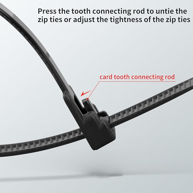 8 Inch Recoverable Reusable Zip Ties, 1000PCS Black Zip Ties, Outdoor 50 lb. Small Cable Ties, Small Releasable Plastic Ties, Removable Wire Ties for Wire Management Outdoor Patio