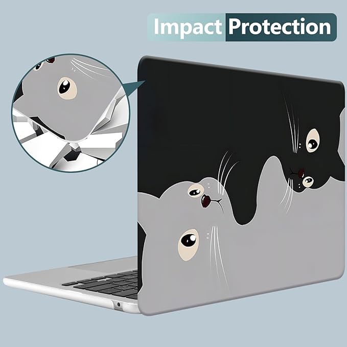 KEROM Compatible for MacBook Pro 14 Inch Case 2025-2021 M4 M3 M2 M1 Pro/Max Chip A3112 A3185 A3401 A2918 A2992 A2779 A2442, Cute Aesthetic Plastic Hard Shell & Keyboard Cover for Mac Pro 14, Two Cats