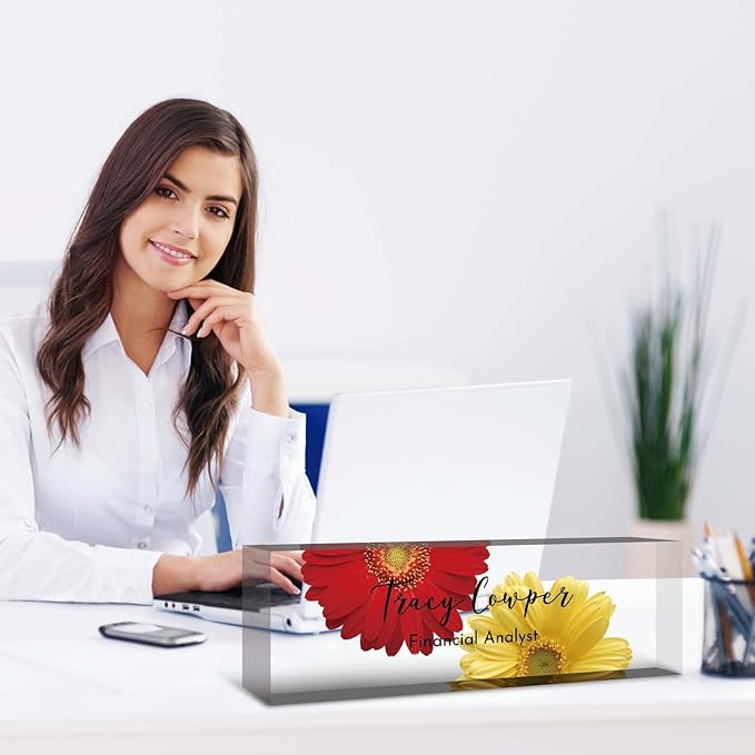 Desk Name Plate Personalized, Custom Name Plate for Desk, Acrylic Desktop Accessories, Office Gift & Decor for Women Men, Teacher Nurse Boss Employee Appreciation Gifts