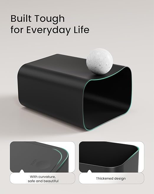 Cesun Bathroom Trash Can with Lid, 2.6 Gallon Small Black Garbage Can, Press Top Lid Trash Bin, Dog Proof Trash Cans Plastic Waste Basket for Bedroom Toilet Office