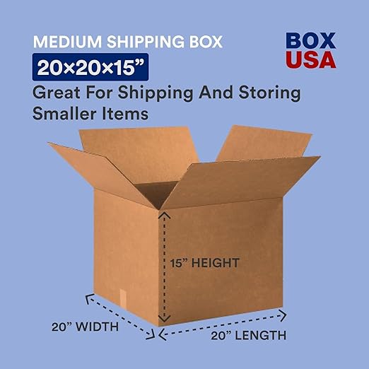 BOX USA Moving Boxes Large 20"L x 20"W x 15"H, 12-Pack - Corrugated Cardboard Box for Packing, Shipping and Storage