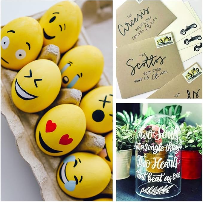 Overseas Permanent Paint Pens Yellow Markers - 2 Pack Single color Oil Based Paint Markers, Medium Tip, Quick Drying and Waterproof Marker Pen for Metal, Rock Painting, Wood, Plastic, Canvas, Mugs