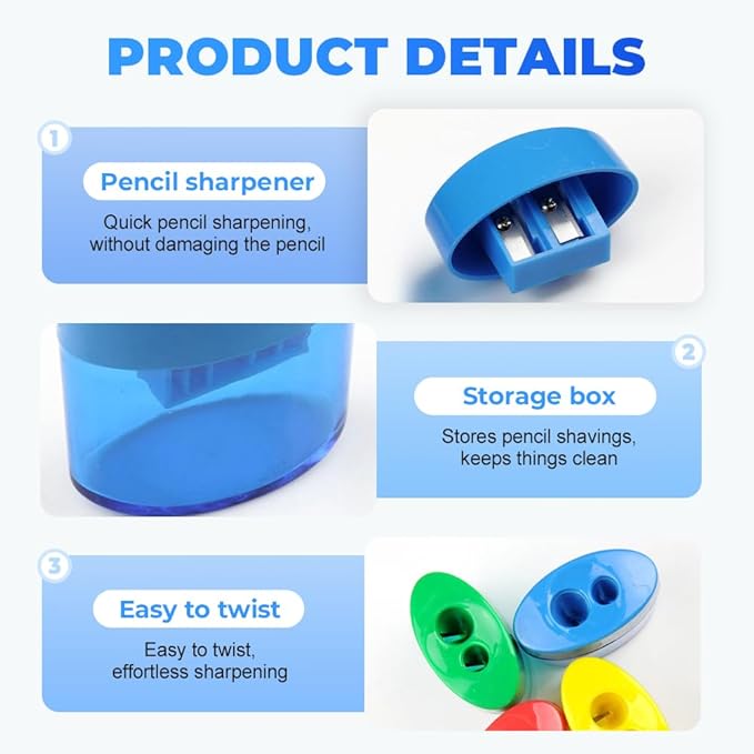 4 Pcs Pencil Sharpeners with Lid, Dual Holes Compact Colored Handheld Pencil Sharpener, Colored Handheld Sharpener Suitable for Kids Adults Students School Class Home Office (Triangle)