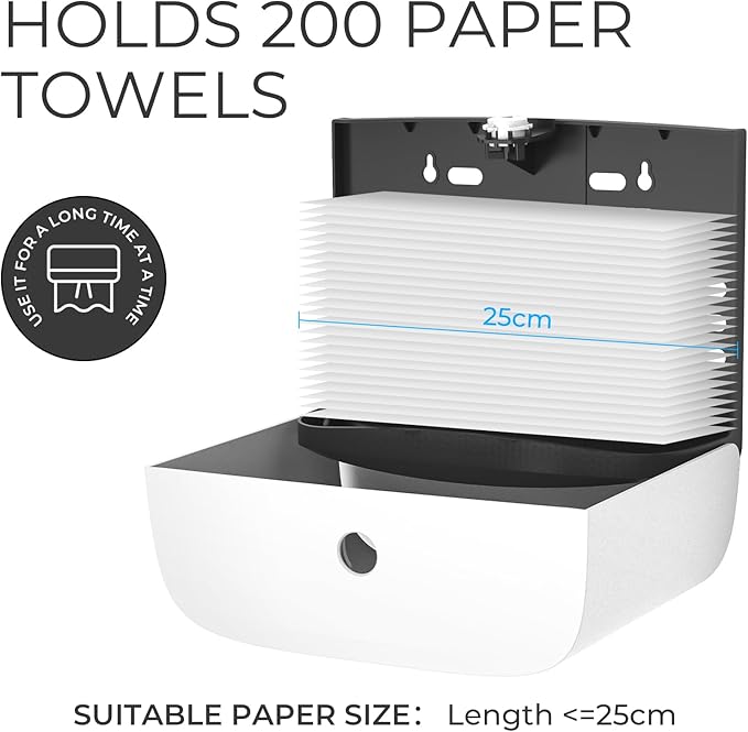 Paper Towel Dispenser Wall Mount, Adhesive No Drilling Multifold Trifold Cfold Commercial Hand Towel Dispenser,White-PN6015