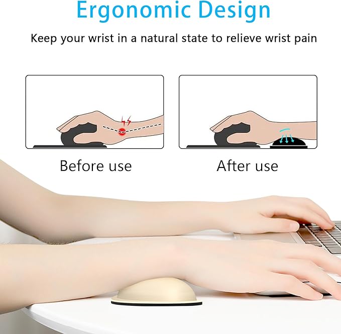 Dapesuom Mouse Wrist Rest, Ergonomic Memory Foam Mouse Wrist Support, Leather Hand Rest Pad Cushion for Gaming, Office, Laptop, Wireless Mouse, Men, Women, Pain Relief & Easy Typing, Colonial White