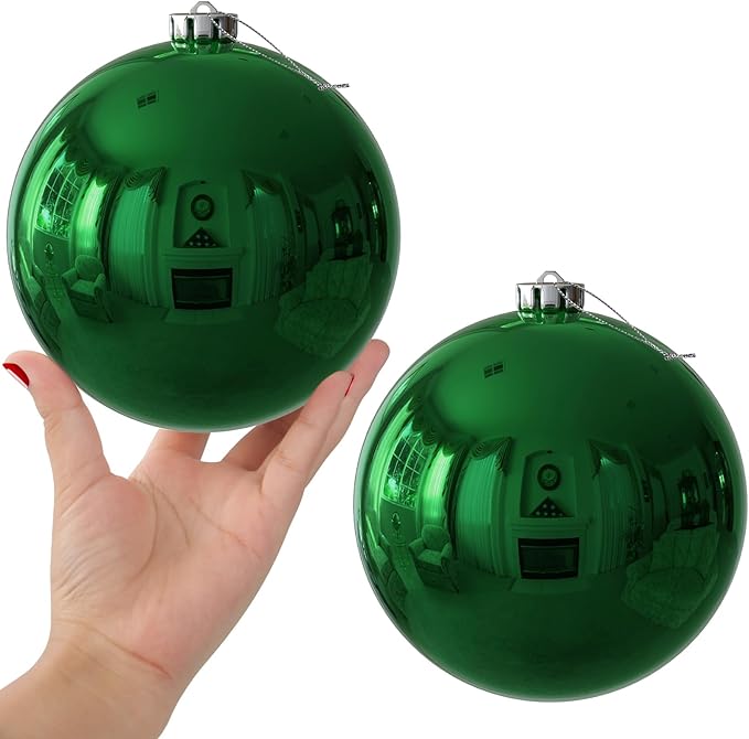 Emerald Green 6.0" Extra Large Christmas Balls - Christmas Tree Decoration Ornaments Shatterproof Hanging Shiny Balls for Birthday Holiday Wedding Decorations Set of 2pcs