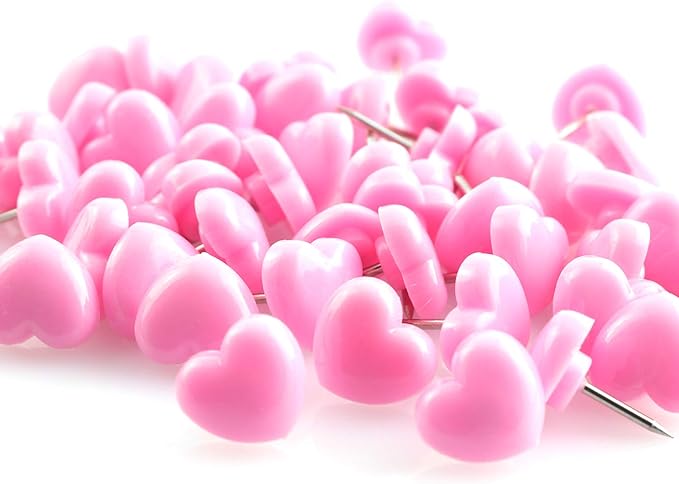 100pcs Heart Shape Push Pins for Home School Office Notice Board Cork Board,Cute Thumbtacks Tacks Decorative Pushpins Accessories Supplies(Pink +Red)