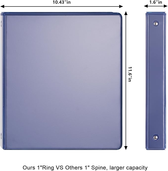 COMIX 3 Ring Binder 1 inch with Clear View Cover, 1" View Binder Holds 200 Sheets of US Letter Size Paper, 6 Pack (Dark Blue)