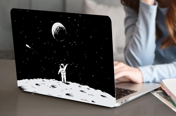 Compatible with MacBook Pro 13 Inch Case M2/M1 2025 2022-2017 A2338 A2289 A2251 A2159 A1989 A1706 A1708 Plastic Hard Shell Case&Keyboard Skin&Mac OS Keyboard Sticker (Astronaut&Moon 1)