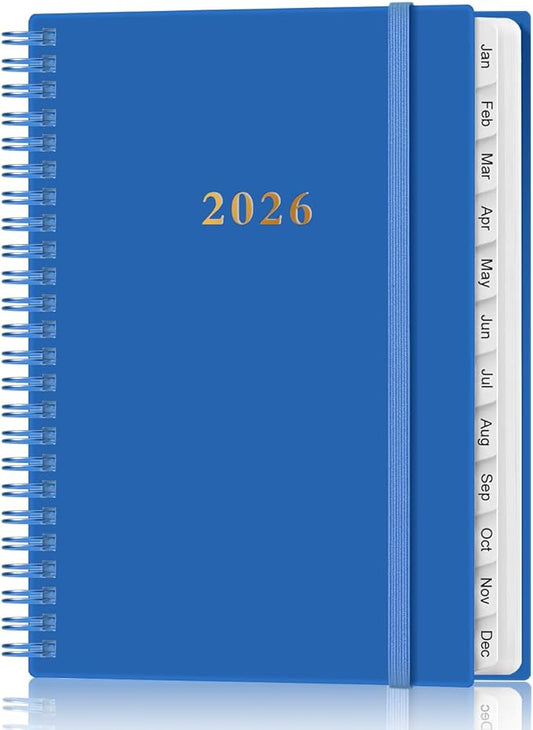 2026 Planner - Planner 2026 from January 2026 - December 2026, Weekly & Monthly Planner Spiral Bound with 12 Monthly Tabs, Inner Pocket, 6.4" x 8.5", Blue-B