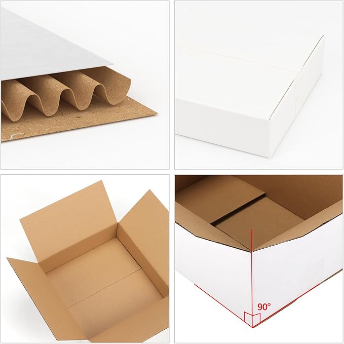 CRUGLA 7x7x2 White Shipping Boxes Set of 40, White Corrugated Cardboard Boxes for Small Business Shipping Mailing Packing