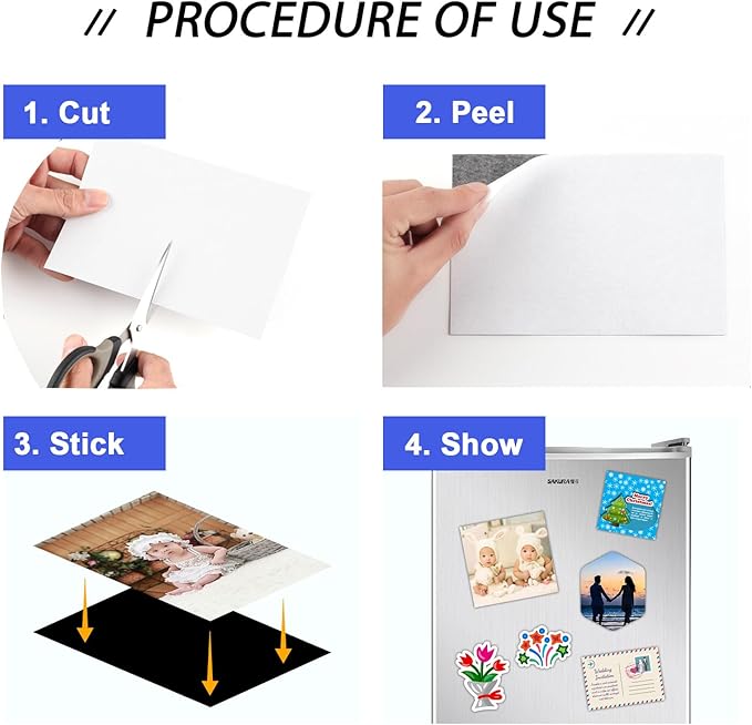 Magnetic Self Adhesive Sheets-8”x 10”,12 Pack Cuttable Picture and Photo Adhesive Magnet,Sticky Magnet Sheets for Craft Magnets,stickers