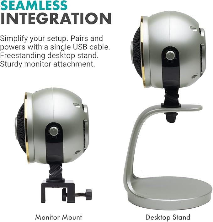 Movo WebMic HD Pro All-in-One Webcam with Mic and Ring Light in Silver- 1080p HD Camera, Pro Cardioid Condenser Microphone, LED Ring Light -HD Webcam for Streaming, Video Calls, Recording, Gaming