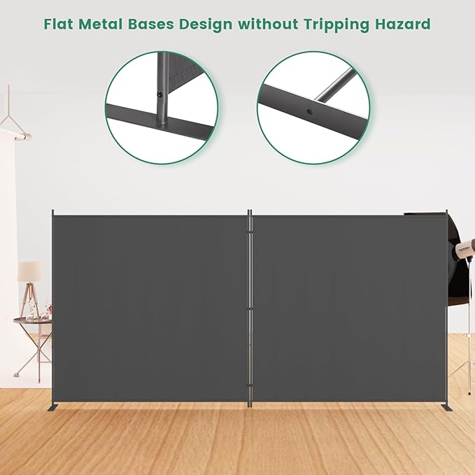 Helios&Hestia 2-Panel 6 ft Tall Indoor Folding Room Divider, Portable Privacy Screen, Freestanding Partition Separator, Temporary Wall Separation for Bedroom, Office, 142" W X 71" H, Dark Grey
