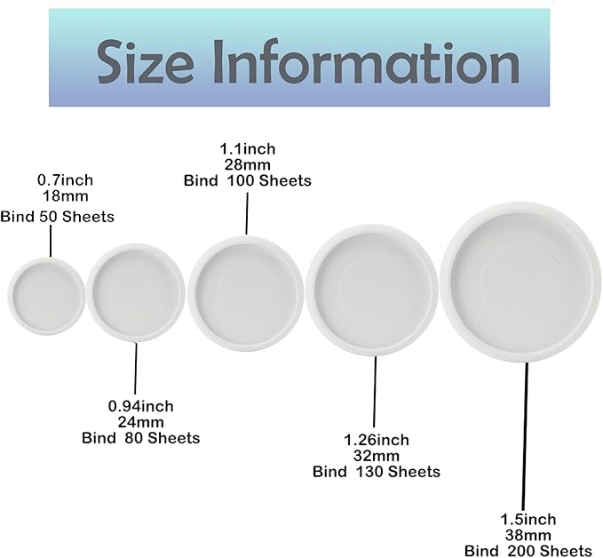 100pcs Discbound Notebook Discs DIY Planner Accessories fits for Tul,Levenger,Arc,Happy Planner,Talia(White,0.7inch/18mm)