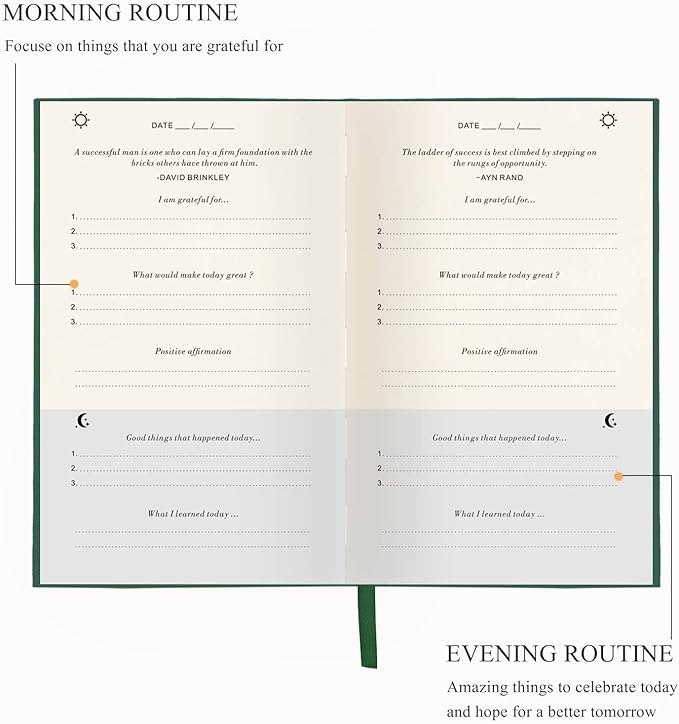 The Gratitude Journal - A Few Minutes a Day for More Happiness, Optimism, Affirmation & Reflection - An Effective Manifestation Guide Journal, Undated Daily Journals for Women & Men (Earth Green)