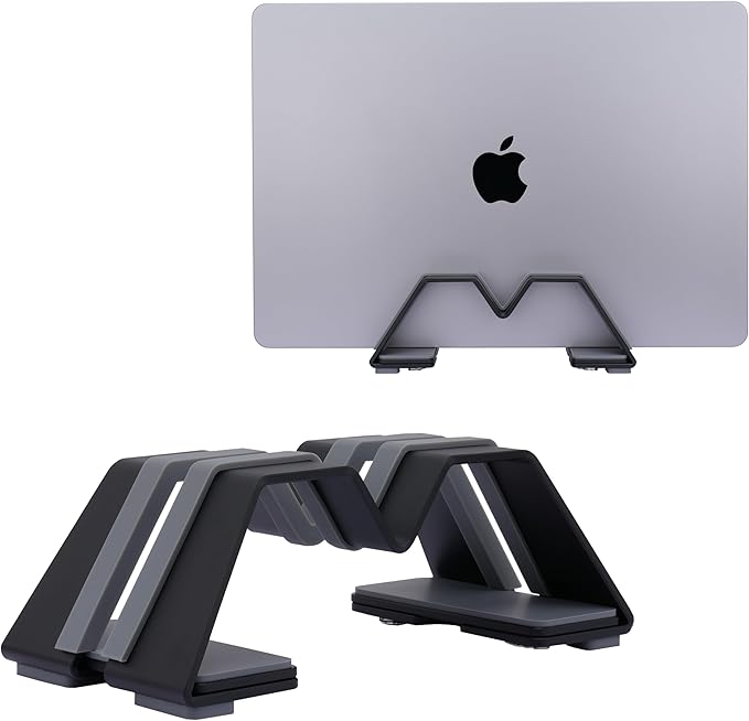 Adjustable Vertical Laptop Stand - Aluminum, Universal Fit for All Laptops (10-30mm Thickness) - Fashion Design, Adjustable Width, Anti-Slip & Scratch-Resistant, Patented Design