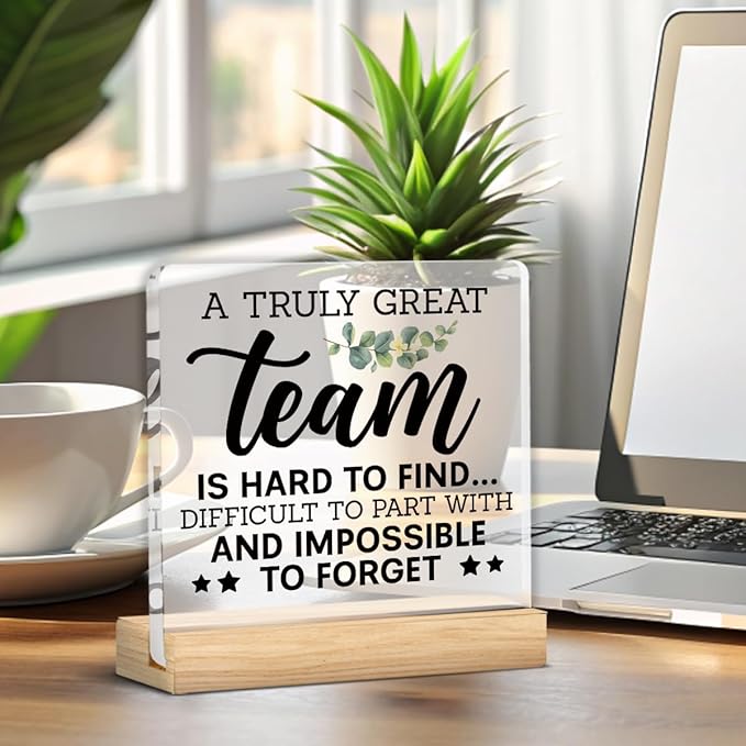 Thank You Team Gifts, Appreciation Gifts for Colleague Coworker Work Besties, Team Gifts for Leader Mentor Boss Coworker Employee, a Truly Great Team is Hard to Find Acrylic Desk Sign Decor