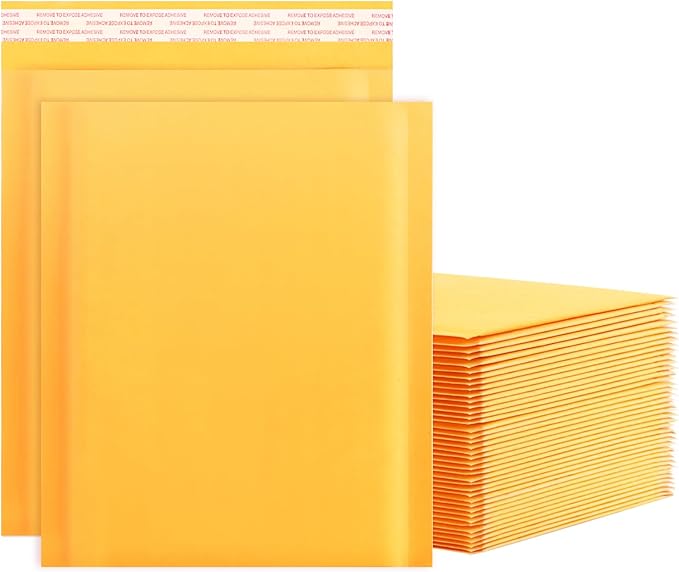 Kraft Bubble Mailers 8.5x11inch 25Pack Yellow Self-Seal Padded Envelopes Bubble Opaque Padded Mailers Shipping Bags for Small Businesses to Package and Mail Jewelry, Electronic Products