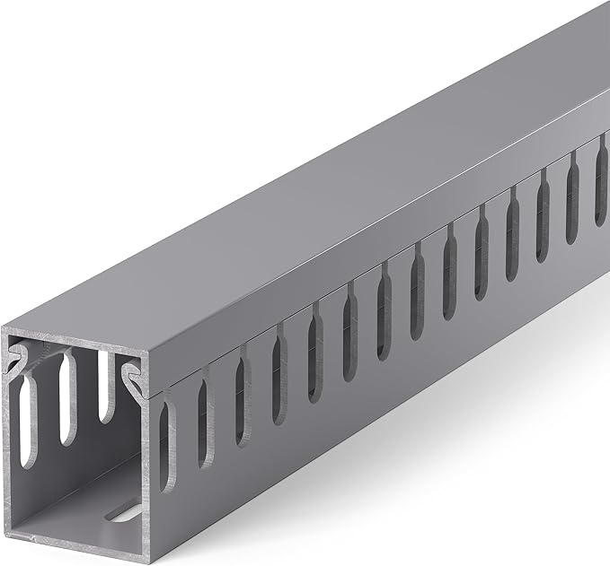 94.5in(6X L15.7in) Professional Server Rack Cable Management Raceway, H1.6in x W1.2in Cable Raceway Kit, Electrically Safe PVC Open Slot Wire Raceway for Under Desk/Computer/Network Cords, Grey