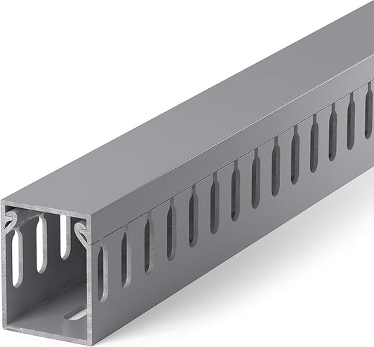 94.5in(6X L15.7in) Professional Server Rack Cable Management Raceway, H1.6in x W1.2in Cable Raceway Kit, Electrically Safe PVC Open Slot Wire Raceway for Under Desk/Computer/Network Cords, Grey