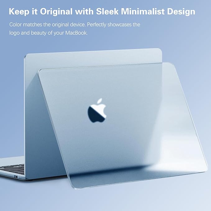 KEROM SkyBlue Case for MacBook Air 15 inch 2025 2024 2023 M4 M3 M2 A3241 A3114 A2941, MacBook Air M4 15 inch Case, Frosted Matte Plastic Hard Shell & Keyboard Cover for Mac Air 15, Sky Blue Clear