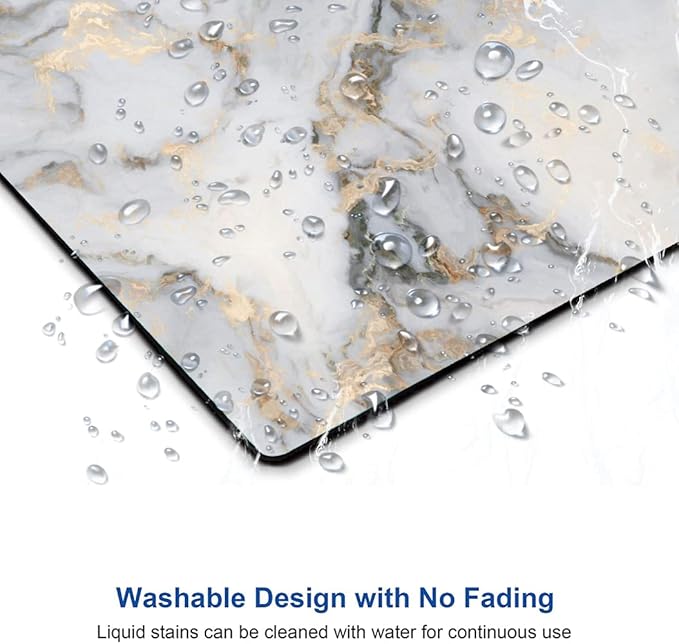 Mouse Pad, Gray Gold Marble Mouse Pad, Premium-Textured Marbling Mouse Mat Square Waterproof Non-Slip Rubber Base Computer Mousepad for Office Laptop Desk