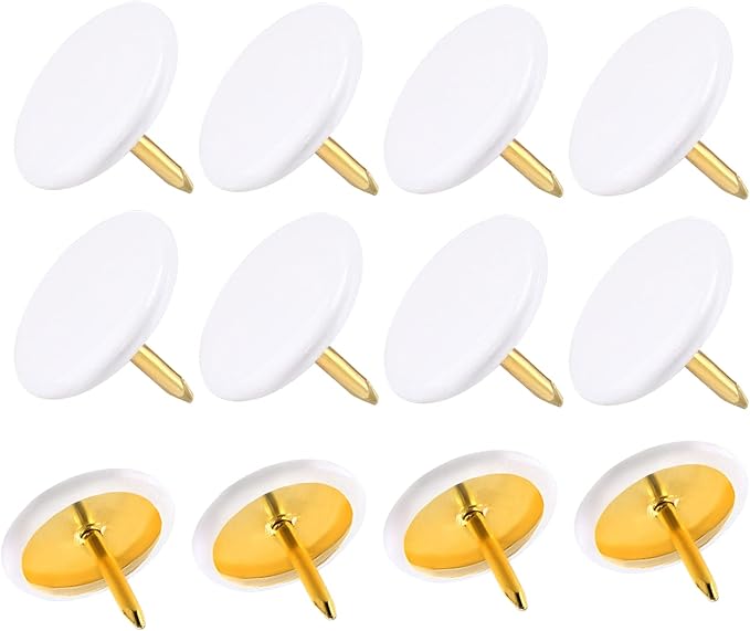 Piutouyar 300Pcs White Decorative Flat Push Pin, Plastic Roundness Head Thumbtack, Black Thumb Tacks for Wall, Map, Cork Board, 3/8 Inch