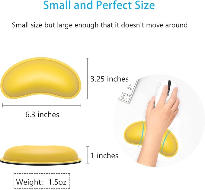 Dapesuom Mouse Wrist Rest, Ergonomic Memory Foam Mouse Wrist Support, Leather Hand Rest Pad Cushion for Gaming, Office, Laptop, Wireless Mouse, Men, Women, Pain Relief & Easy Typing, Apricot Yellow