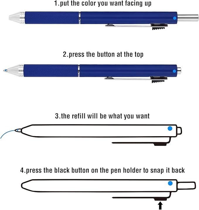 SMTTW 4-in-1Multicolor Pen,Mechanical Pencil&Black Red Blue Metal Pen,Multi Colored Pens in One with Portable Case,Refillable Ballpoint Pen with Gift Box,Professional,Executive Multifunction Pen(Blue)