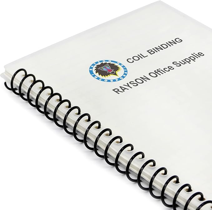 Rayson 3:1 Pitch Plastic Spiral Binding Coils, 7/16" Diameter, 11.1mm, Binds Up to 80 Sheets, Letter Size (8.5" x 11"), Black, Pack of 100