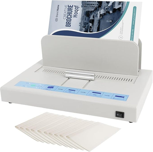 Thermal Binding Machine 500 Sheets Capacity Book Binding Material 110V Binding Machine A3(Short Edge)/A4/A5 Document Heat Binder with 10Pcs Covers (White)