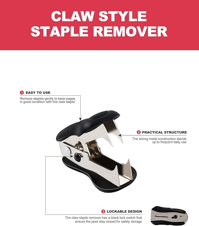 PAPERPAL Effortless Standard Stapler Set, 20 Sheet Capacity, Half Strip with Built-in Staples Storage, Includes 1000 pcs 1/4“ Staples & A Staple Remover, for Office, School & Personal Use, White