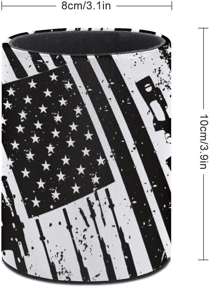 American Flag Pen Holder Pencil Organizer Cute Pencil Cup Desk Decor Makeup Brush Holder PU Multifunctional Office Suppliesfor Home Classroom School