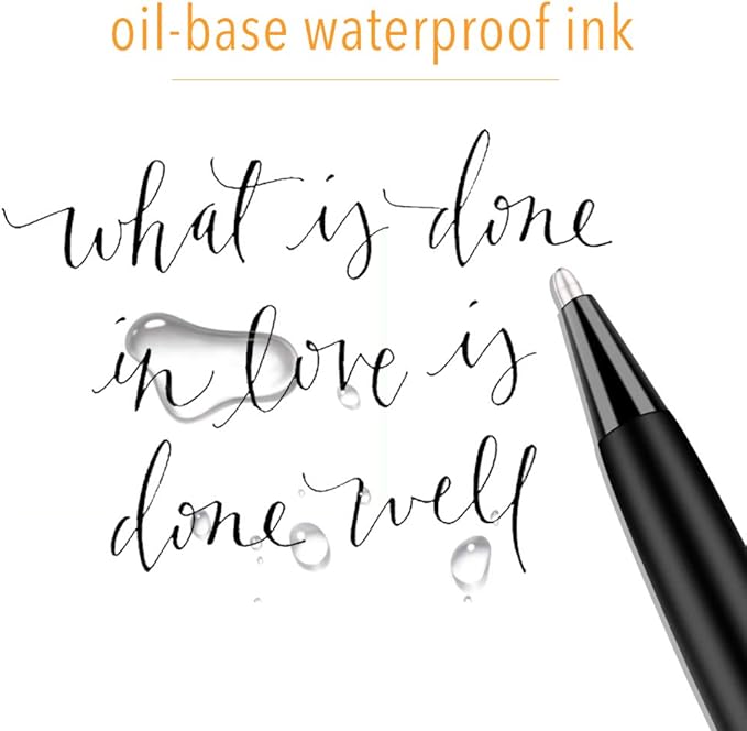 Unibene Slim Metallic Retractable Ballpoint Pens - Matte Black, Nice Gift for Business Office Students Teachers Wedding Christmas, Medium Point(1 mm) 6 Pack-Black ink