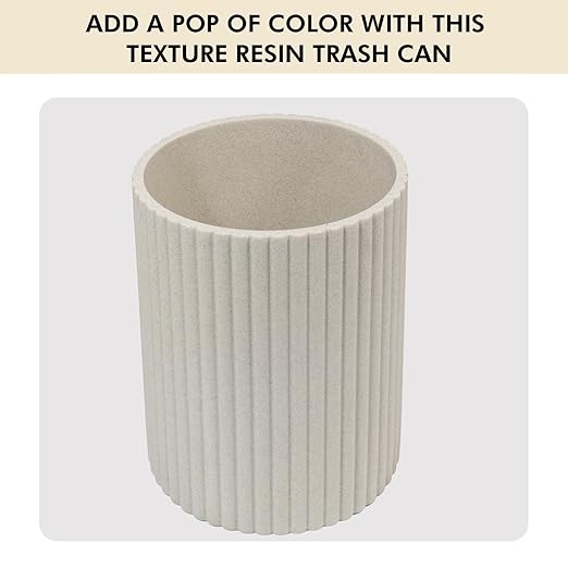 Beige Luxury Stone Bathroom Trash Can, Modern Bathroom Office Trash Can, Resin Wastebasket, Garbage Receptacle Bin for Bathrooms, Offices, Powder Rooms, Kitchens (Beige)