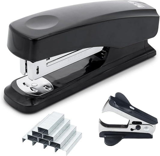 M&G Desktop Stapler with 25 Sheet Capacity, Two Binding Modes, Basic Stapler Set with 1000 Staples and Remover, Durable Staplers for Office School Home (Black)