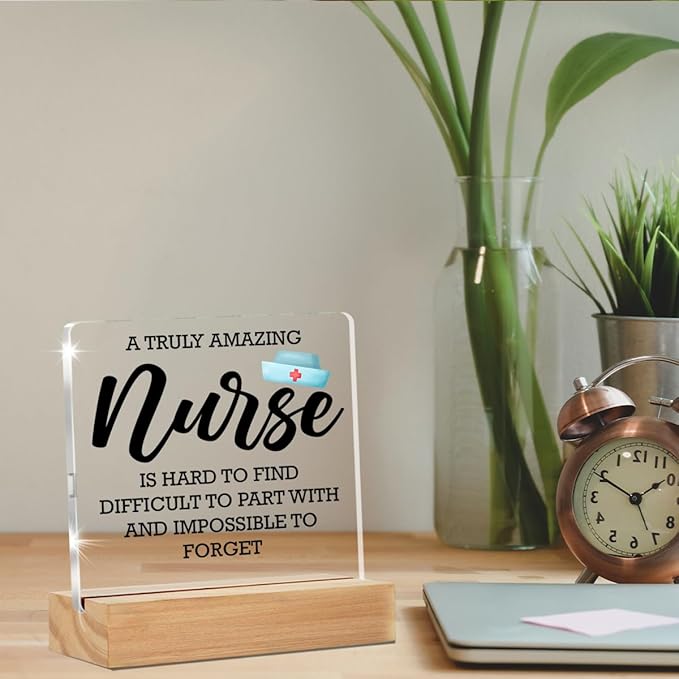 Nurse Appreciation Gift - Truly Amazing Nurse Clear Desk Decorative Sign for Retirement, Leaving, New Job - Home Office Acrylic Decor